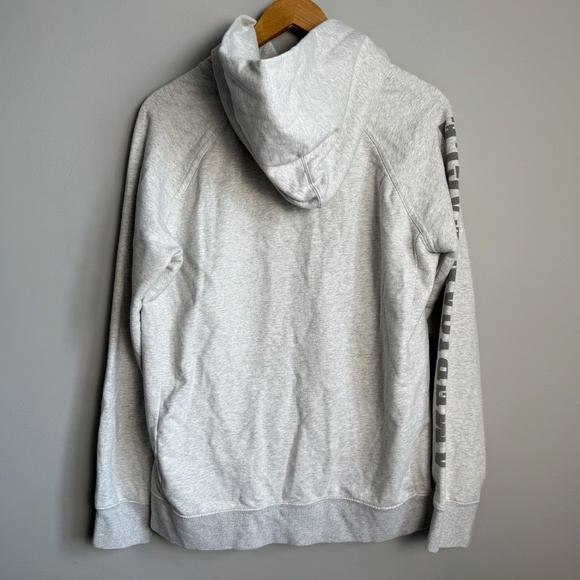 American Eagle AE Men's Long Sleeve Pullover Hoodie Cream Medium Spell-Out Arm - Picture 5 of 15